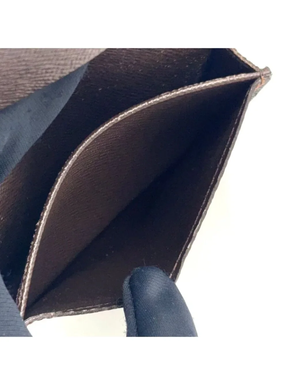 Louis Vuitton Business Card Holder Damier Ebene Leather Brown Case